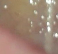 a close up of a person's mouth with water on it